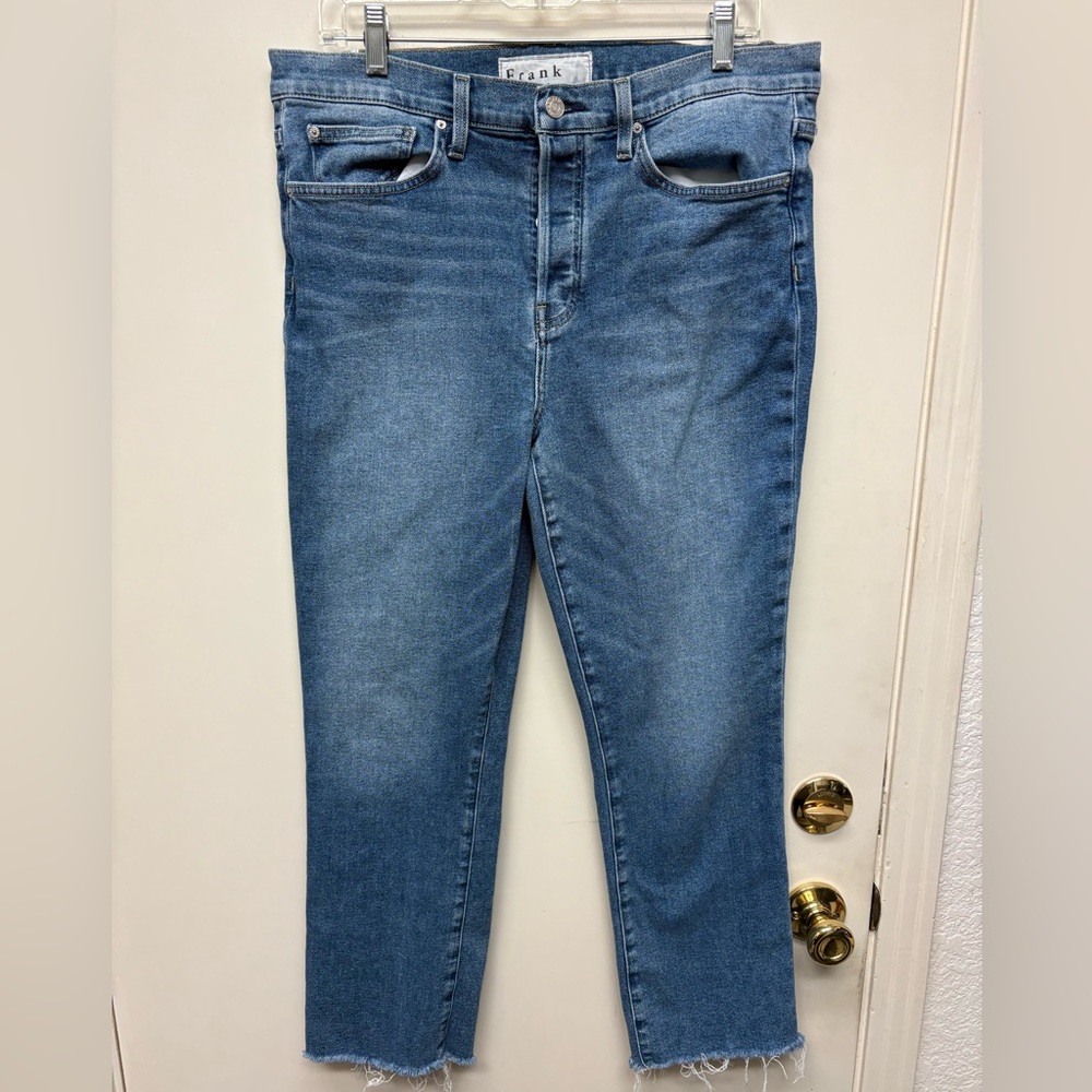 Frank & Eileen Cork Cropped Ankle Raw Hem Jeans